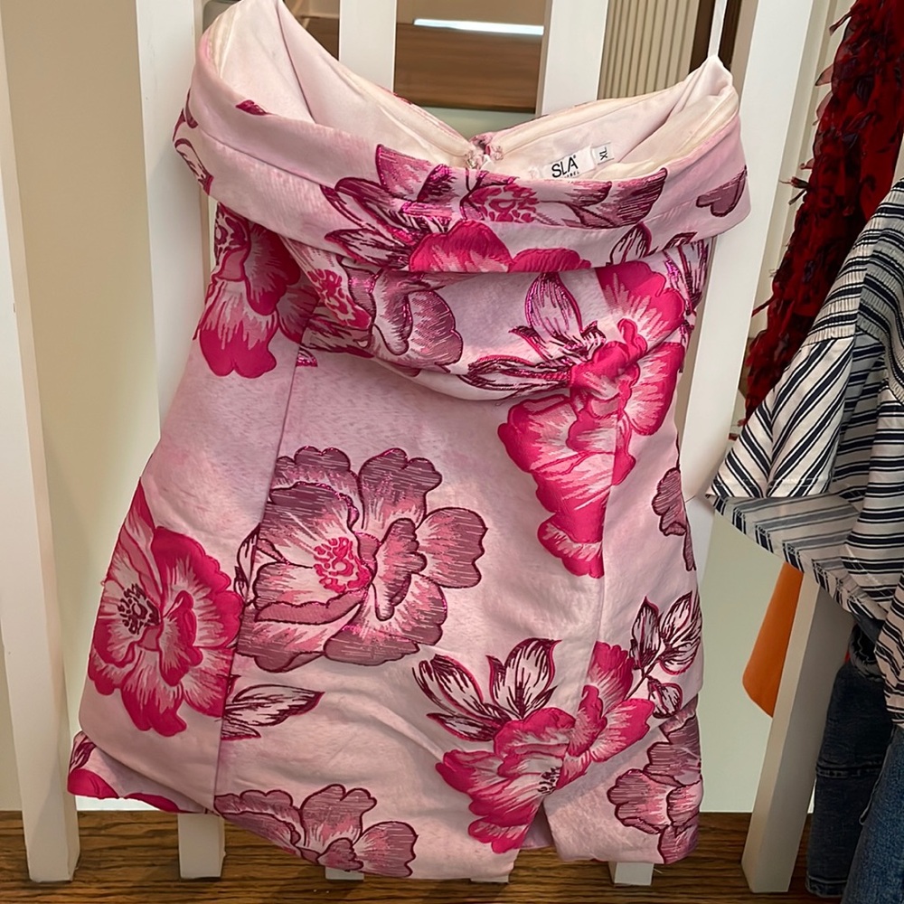 Pink cocktail dress, originally size XL but taken in to fit a small/ XS